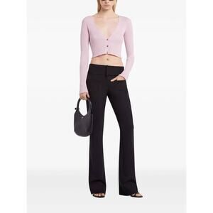 Courreges Solar Light Rib Cropped Cardigan Sweater in Salt Pink L